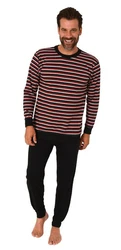 Normann Pyjama Herren langarm Schlafanzug Rot/Dunkelrot/Bordeaux
