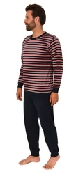 Normann Pyjama Herren langarm Schlafanzug Rot/Dunkelblau/Dunkelrot/Bordeaux