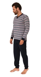 Normann Pyjama Herren langarm Schlafanzug Rot/Schwarz/Bordeaux/Rosa/Dunkelrot/Dunkelblau/Grün/Lila