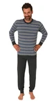 Normann Pyjama Herren langarm Schlafanzug Dunkelblau/Grau