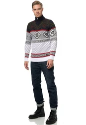 Rusty Neal Strickpullover Schwarz/Weiß/Mischfarben/Bordeaux/Creme/Lila
