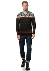 Rusty Neal Strickpullover Grün/Bordeaux/Gelb/Schwarz