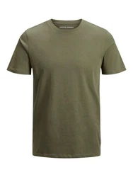 Jack & Jones T-Shirt JJEORGANIC BASIC TEE SS O-NECK Dunkelgrün/Khaki