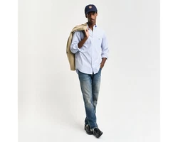 Gant Langarmhemd 3000100 Herren Regular Poplin Hemd Hellblau/Dunkelblau/Blau