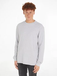 Tommy Jeans Langarmshirt TJM REG LS WAFFLE TEE Grau/Hellgrau