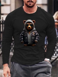 RMK Langarmshirt Herren Longsleeve Rundhals Basic Gangster Teddybr Braun/Schwarz