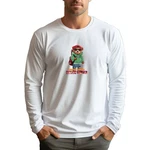 Banco Langarmshirt Rundhalsausschnitt Teddyaufdruck Weiß/Grün/Silber