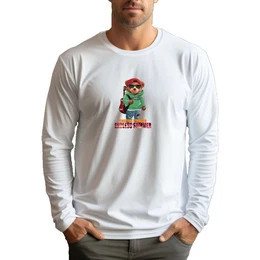Langarmshirt Rundhalsausschnitt mit hochwertigem Teddyaufdruck Ganzjahresmode