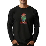 Banco Langarmshirt Rundhalsausschnitt Teddyaufdruck Grün/Rot/Schwarz