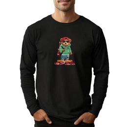 Langarmshirt Rundhalsausschnitt mit hochwertigem Teddyaufdruck Ganzjahresmode