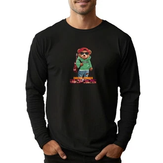 Banco Langarmshirt Rundhalsausschnitt Teddyaufdruck
