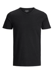 Jack & Jones T-Shirt JACBASIC V-NECK TEE  Schwarz/Dunkelgrau/Grau