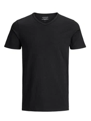 Jack & Jones T-Shirt JACBASIC V-NECK TEE  Schwarz/Dunkelgrau/Grau