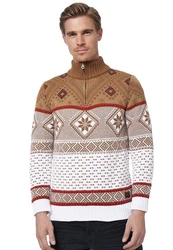 Rusty Neal Strickpullover Braun/Dunkelrot/Beige/Bordeaux/Rot/Weiß/Gelb