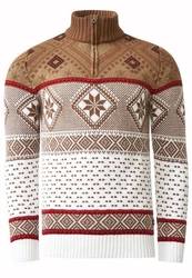 Rusty Neal Strickpullover Braun/Dunkelrot/Beige/Bordeaux/Rot/Weiß/Gelb