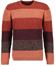 V-Ausschnitt-Pullover Tweed mit Blockstreifen