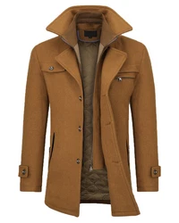 Allthemen Kurzmantel mit abnehmbarem Doppelkragen Braun/Khaki/Beige