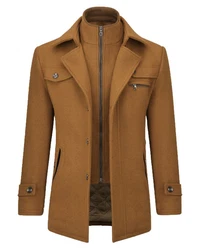 Allthemen Kurzmantel mit abnehmbarem Doppelkragen Braun/Khaki/Beige
