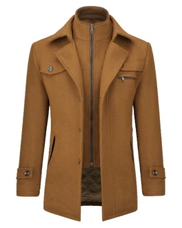 Allthemen Kurzmantel mit abnehmbarem Doppelkragen Braun/Khaki/Beige
