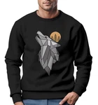 Neverless Sweatshirt Herren Polygon Print Wolf Wald Adventure Rot/Schwarz/Grau
