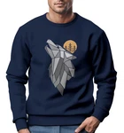 Neverless Sweatshirt Herren Polygon Print Wolf Wald Adventure Dunkelblau/Hellblau/Blau/Rot/Schwarz