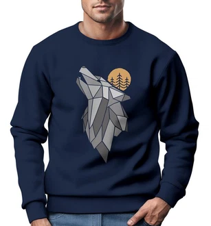 Neverless Sweatshirt Herren Polygon Print Wolf Wald Adventure
