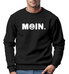 Neverless Sweatshirt Herren Moin Dialekt Norden Hamburg Anker Print Schwarz/Beige/Dunkelrot