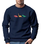 Neverless Sweatshirt Herren Dinosaurier Aufdruck Dunkelblau/Mischfarben/Rosa