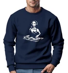 Neverless Sweatshirt Herren Bedruckt Mona Lisa Techno Festival DJ Electronic Dunkelblau/Blau/Hellblau