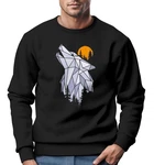 Neverless Sweatshirt Herren Polygon Print Wolf Wald Outdoor Adventure Natur Rot/Schwarz/Braun/Grau