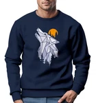 Neverless Sweatshirt Herren Polygon Print Wolf Wald Outdoor Adventure Natur Dunkelblau