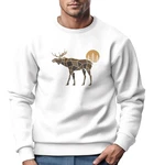 Neverless Sweatshirt Herren Polygon Elch Outdoor Wandern Weiß/Türkis/Beige/Creme/Rot/Schwarz