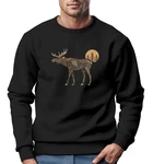 Neverless Sweatshirt Herren Polygon Elch Outdoor Wandern Türkis/Schwarz/Beige