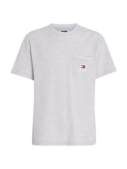 Tommy Jeans T-Shirt TJM REG WAFFLE POCKET TEE Grau/Hellgrau/Silber