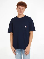 Tommy Jeans T-Shirt TJM REG WAFFLE POCKET TEE Dunkelblau