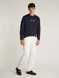 Calvin Klein Langarmshirt HERO LOGO LS T-SHIRT Dunkelblau/Blau/Braun
