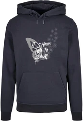 Merchcode Kapuzensweatshirt Its Your Time To Bloom Basic Hoody Dunkelblau/Grau/Blau/Dunkelgrau