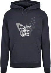 Merchcode Kapuzensweatshirt Its Your Time To Bloom Basic Hoody Dunkelblau/Grau/Blau/Dunkelgrau