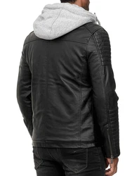 Redbridge Herren Bikerjacke mit Kapuze Schwarz/Graumelange