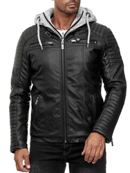 Redbridge Herren Bikerjacke mit Kapuze Schwarz/Graumelange