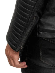 Redbridge Herren Bikerjacke mit Kapuze Schwarz/Graumelange