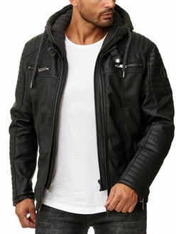Redbridge Herren Bikerjacke mit Kapuze Schwarz