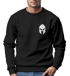 Neverless Sweatshirt Herren Logo Print Sparta-Helm Spartaner Gladiator Krieger Schwarz/Braun/Weiß
