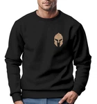 Neverless Sweatshirt Herren Logo Print Sparta-Helm Spartaner Gladiator Krieger Braun/Schwarz/Rot/Khaki