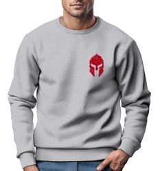 Neverless Sweatshirt Herren Logo Print Sparta-Helm Spartaner Gladiator Krieger Hellgrau/Grau/Rot/Silber