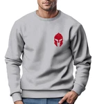 Neverless Sweatshirt Herren Logo Print Sparta-Helm Spartaner Gladiator Krieger Hellgrau/Grau/Rot/Silber