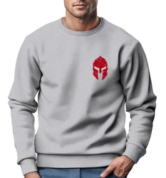 Neverless Sweatshirt Herren Logo Print Sparta-Helm Spartaner Gladiator Krieger Hellgrau/Grau/Rot/Silber