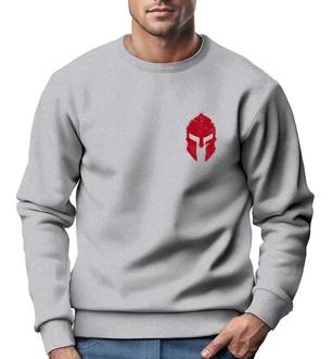 Neverless Sweatshirt Herren Logo Print Sparta-Helm Spartaner Gladiator Krieger Hellgrau/Grau/Rot/Silber Neverless Sweatshirt Herren Logo Print Sparta-Helm Spartaner Gladiator Krieger Hellgrau/Grau/Rot/Silber