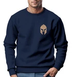 Neverless Sweatshirt Herren Logo Print Sparta-Helm Spartaner Gladiator Krieger Dunkelblau/Blau/Hellblau