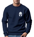 Neverless Sweatshirt Herren Logo Print Sparta-Helm Spartaner Gladiator Krieger Dunkelblau/Blau
